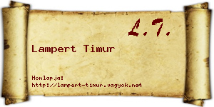 Lampert Timur névjegykártya